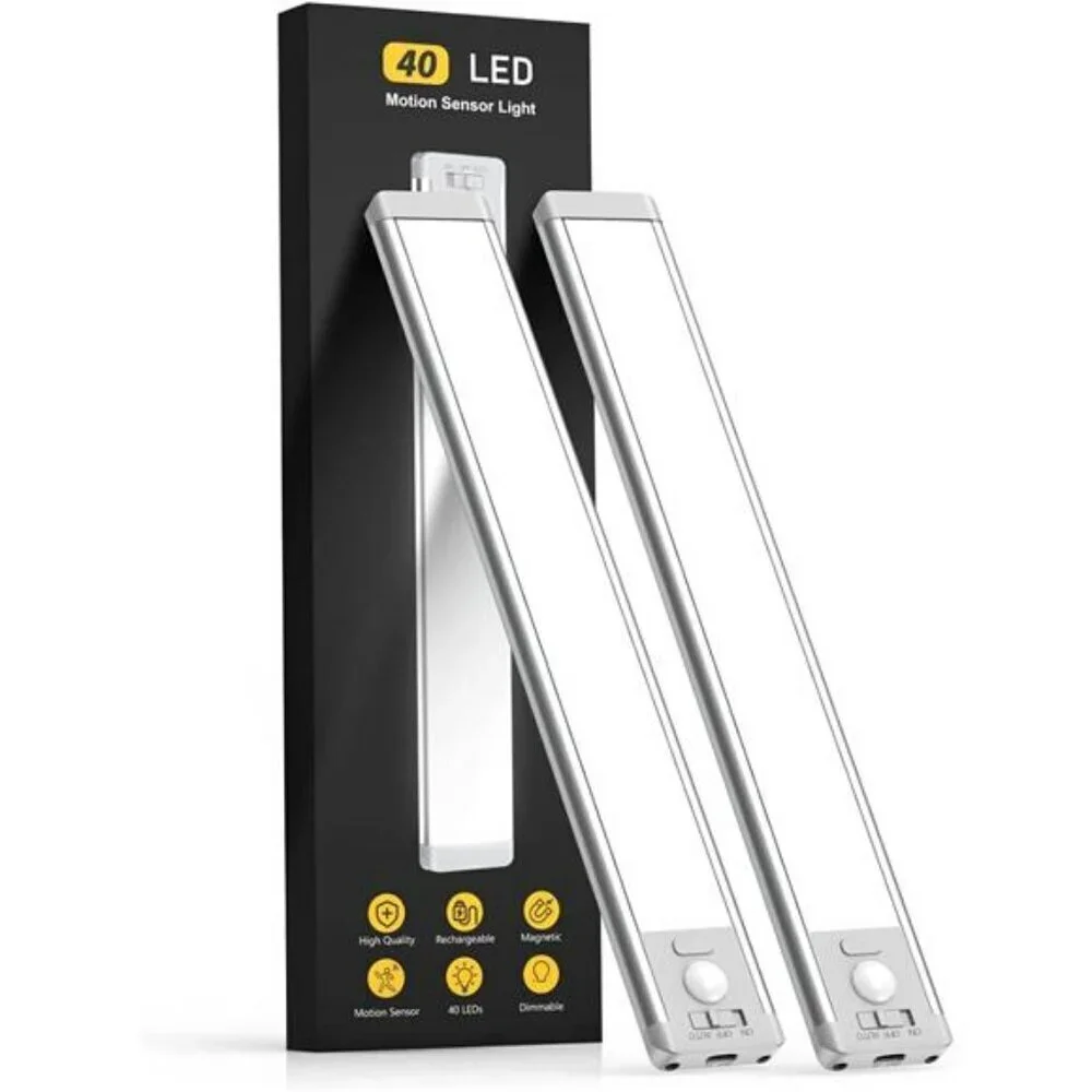 Under Cabinet Lights 40 LED Rechargeable Battery Operated Motion Sensor Light In